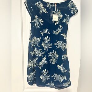 Free People Mazzy Mini Dress Navy and Cream